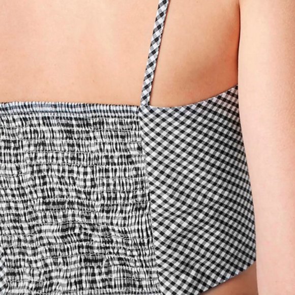 Topshop Black White Gingham Crop Bralette Bra Top - Picture 4 of 9